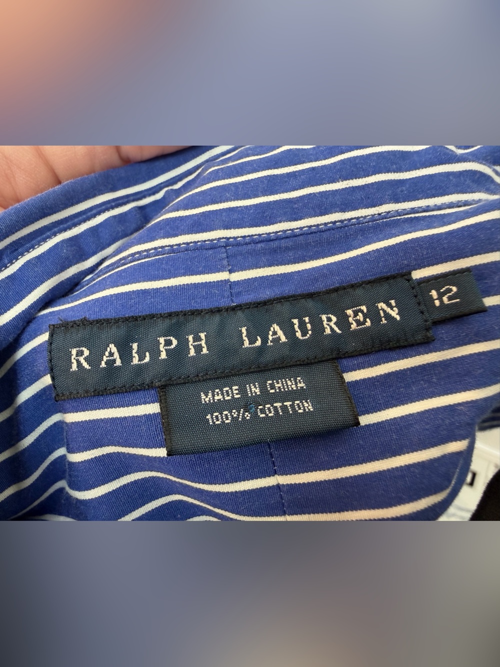 Ralph Lauren Navy & White Striped Button-Down Shirt - Picture 2 of 5